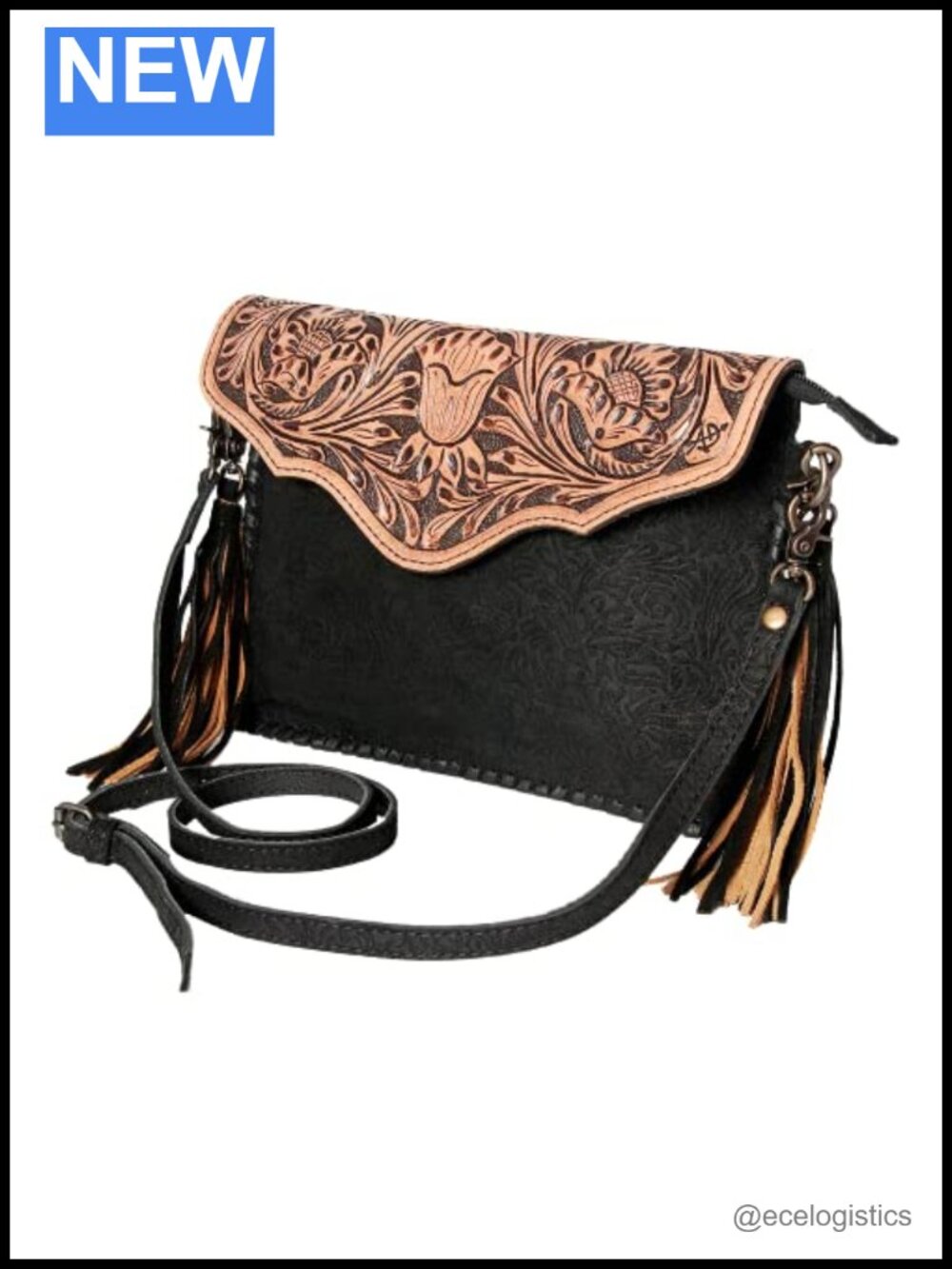 Conceal Carry Leather Fringed Messenger Crossbody Bag Purse Handbag